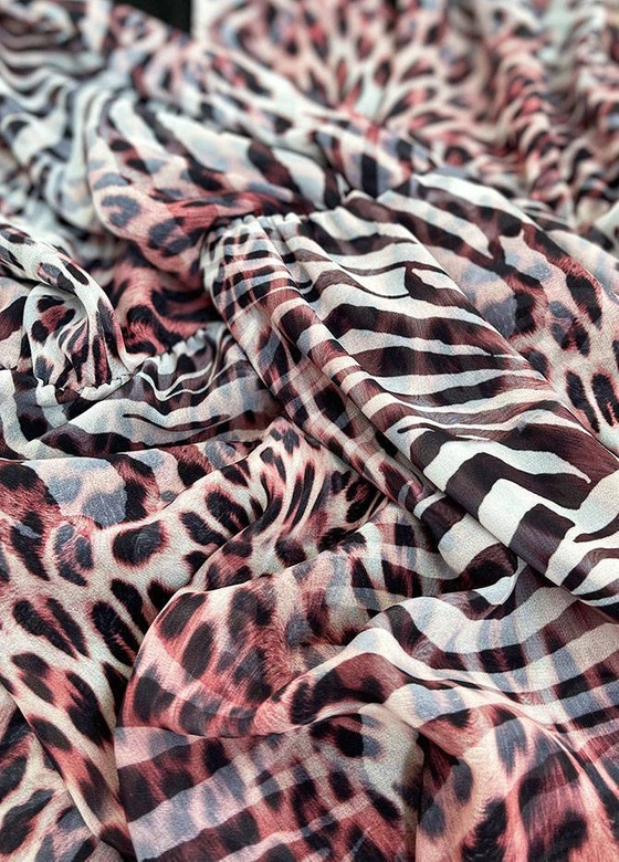 WZORZYSTA SUKIENKA KOPERTOWA RÓŻOWA/ECRU (673/4ART)