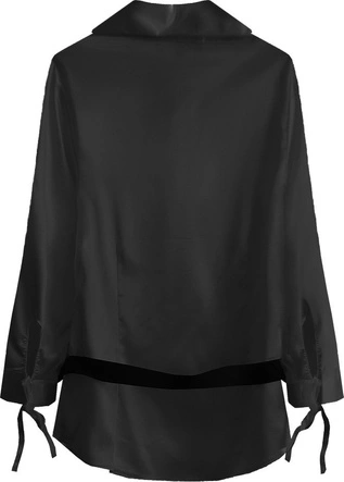 SATYNOWA KOSZULA Z PASKIEM CZARNA (X1003X)