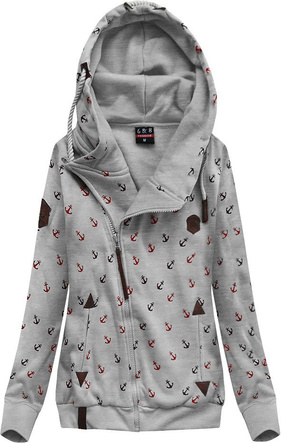 BLUZA Z KAPTUREM SZARA (X1910X)