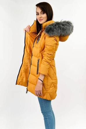 PIKOWANA KURTKA Z KAPTUREM ŻÓŁTA (B2644)