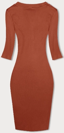 Dopasowana sukienka w prążki pomarańczowa (5579-20)
