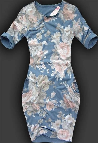 SUKIENKA MODA ITALIA GRANATOWA W KWIATY (4872E)