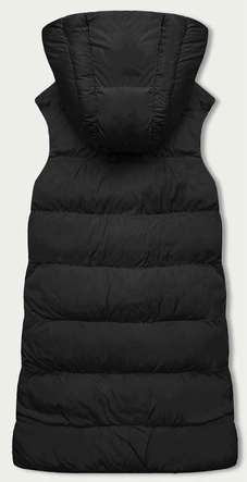 Dwustronny długi bezrękawnik damski czarny (V723)