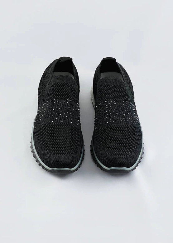 Miękkie sportowe buty wsuwane damskie czarne (bs1905-sp)