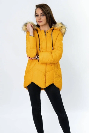PIKOWANA KURTKA DAMSKA ZIMOWA ŻÓŁTA (209-1)