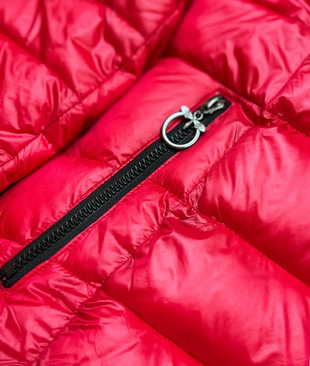 DWUSTRONNA KURTKA DAMSKA ZIMOWA CZERWONO-CZARNA (B9582-401)