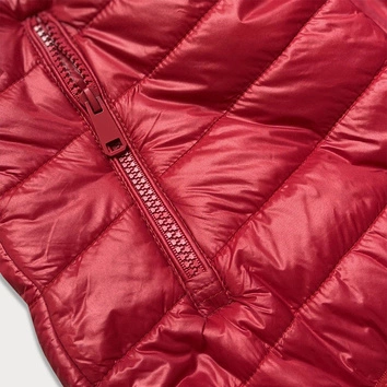 Kamizelka damska z kapturem biały-szary-czerwony (6304)