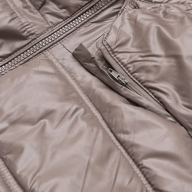 Pikowana przejściowa kurtka damska cappuccino (H-205)