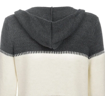 TRZYKOLOROWY KARDIGAN Z KAPTUREM CIEMNOSZARY (119ART)