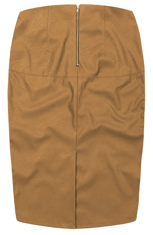 OŁÓWKOWA SPÓDNICA Z EKOSKÓRY KARMELOWA (GOOD112)