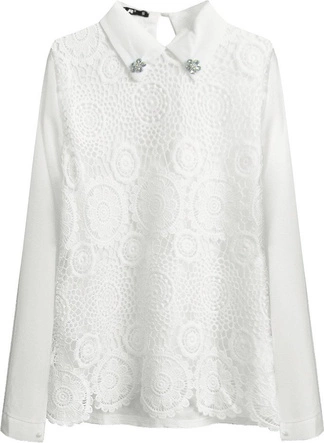 ELEGANCKA BLUZKA Z KOŁNIERZYKIEM BIAŁA (X6316X)