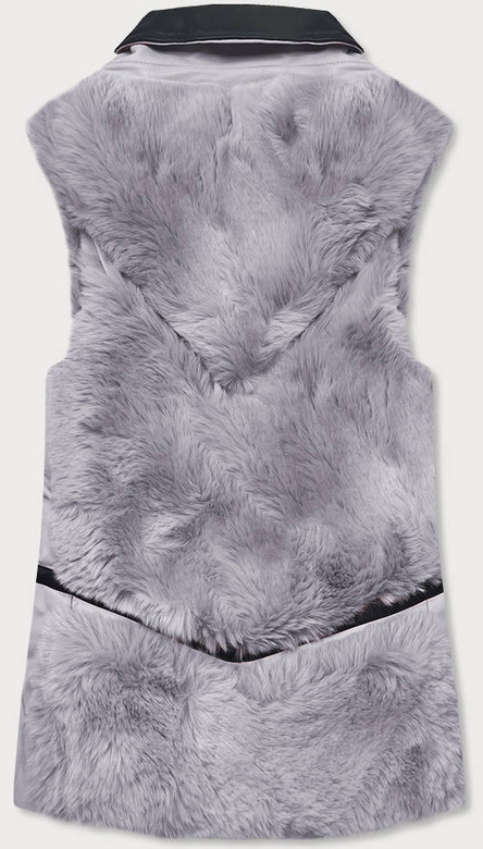 Elegancka kamizelka ekoskóra i futro szara (br9593-102)