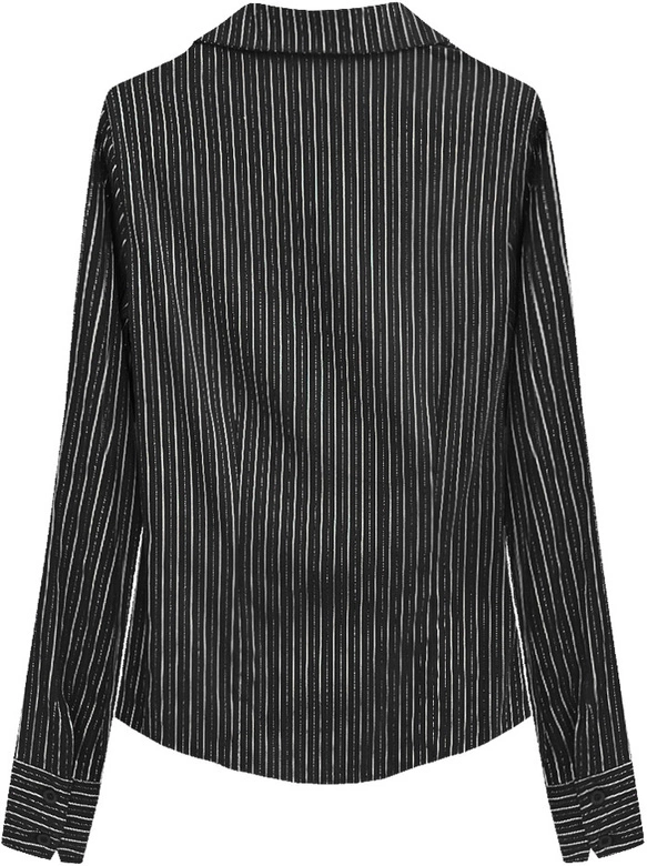 ELEGANCKA KOSZULA W PASKI CZARNA (1086)