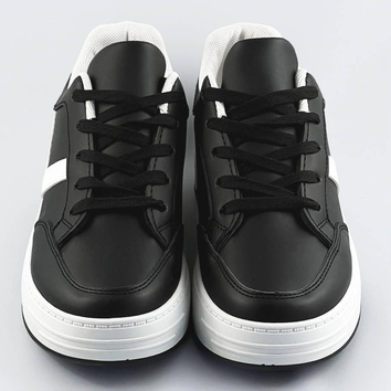 Sznurowane buty sportowe damskie czarno-białe (s070)