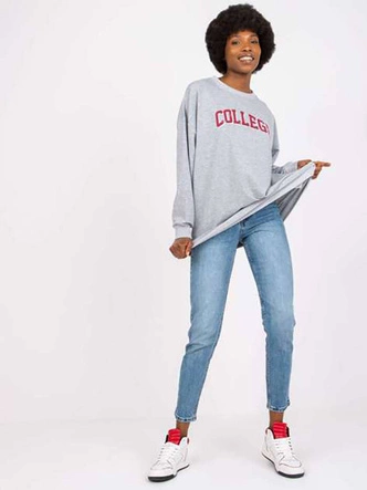 Bluza damska oversize College szary melanż (7649)