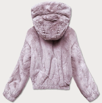 Krótka kurtka damska futro różowa (R8050-81)