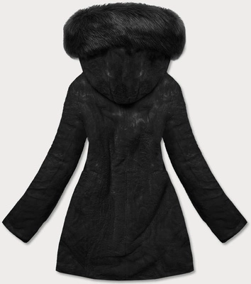 Ciepła kurtka zimowa damska dwustronna ciemny czerwony/czarny (w610)