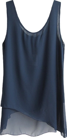 ASYMETRYCZNA SZYFONOWA BLUZKA GRANATOWA (X6001X)