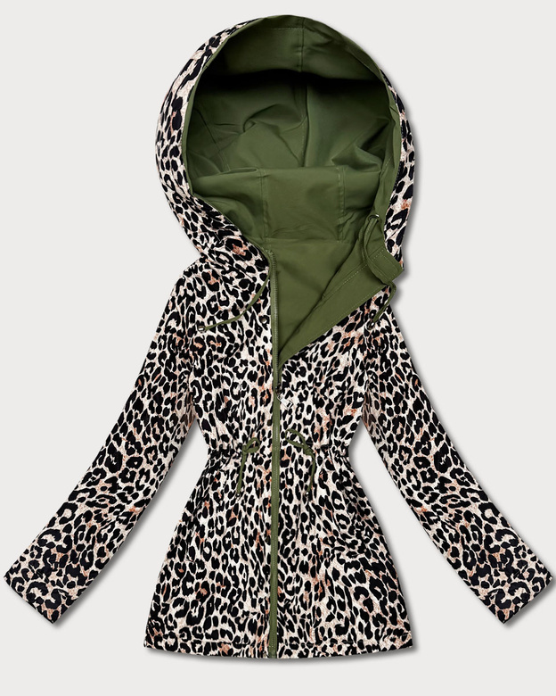 Dwustronna kurtka parka Goodlookin zielona panterka (KK60424-2#)