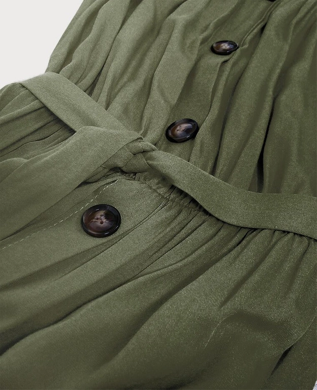 SUKIENKA MIDI Z GUZIKAMI KHAKI (398ART)