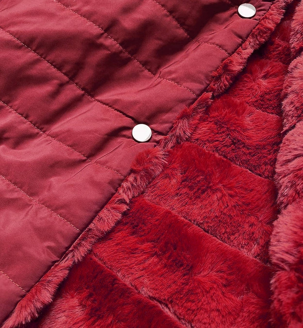 LEKKA KURTKA ZIMOWA DAMSKA FUTRO 2 W 1 BORDOWA (39039)