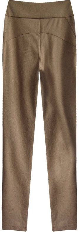 BAWEŁNIANE SPODNIE Z WYSOKIM STANEM KARMELOWE (89181)