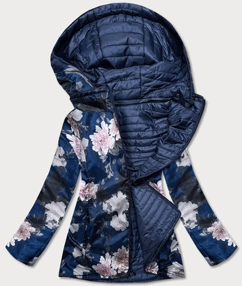 Damska dwustronna kurtka z kapturem granatowa 1 (sf732)