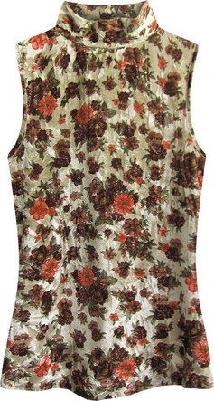 WELUROWY GOLF W KWIATKI ZŁOTO-CZERWONY (3684/6)