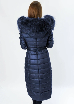 DŁUGA ZIMOWA KURTKA DAMSKA GRANATOWA (7761)