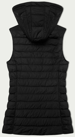 Pikowany bezrękawnik damski z kapturem J style czarny (16M9152-392)