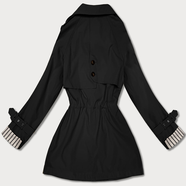 Krótki trencz na guziki Goodlookin czarny (KK60415-1#)