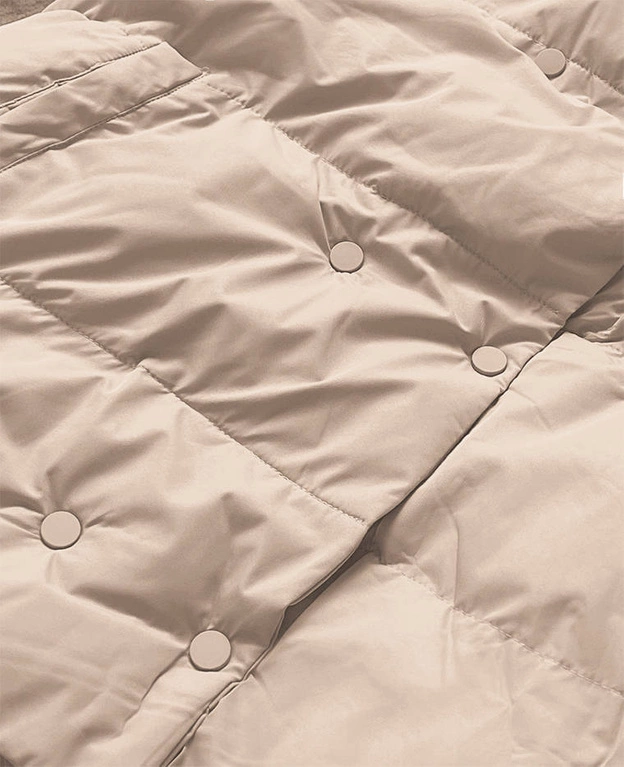 KRÓTKA KURTKA ZIMOWA Z WYSOKĄ STÓJKĄ BEŻOWA (5M729-62)