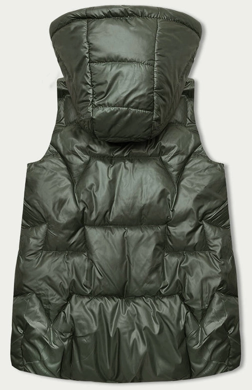 Bezrękawnik damski z kapturem khaki (B8171-11)