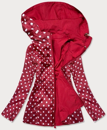 KURTKA DAMSKA TYPU 2W1 BORDO-KROPKI (R8893)