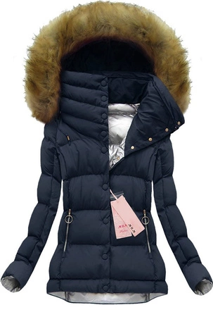 KURTKA ZIMOWA Z KOŁNIERZEM GRANATOWA (W135)