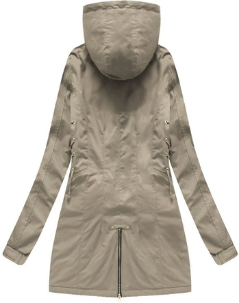 DWUSTRONNA KURTKA Z KAPTUREM BEŻOWA (XW610X)