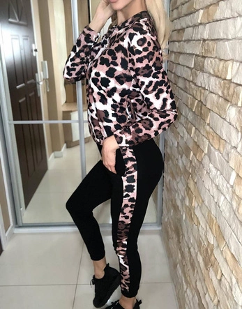 ELEGANCKI KOMPLET DRESOWY CZARNY/PANTERKA (21258)