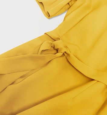 OŁÓWKOWA SUKIENKA Z PASKIEM ŻÓŁTA (313ART)