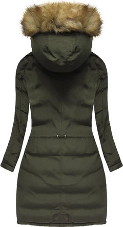 DWUSTRONNA KURTKA DAMSKA ZIMOWA Z KAPTUREM KHAKI 2 (W707)
