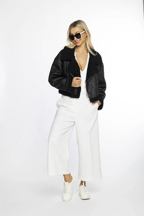 Krótki kożuch damski Ann Gissy czarny (AG9-9006)