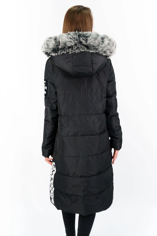 PŁASZCZ DAMSKI ZIMOWY Z PUCHEM NATURALNYM CZARNY (7078)