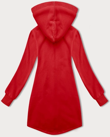 Długa bluza damska z kapturem LHD ciemna czerwona (AMG-163)