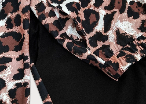 ELEGANCKI KOMPLET DRESOWY CZARNY/PANTERKA (21258)