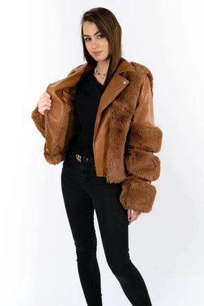 KRÓTKA RAMONESKA Z FUTREM KARMELOWA (CV2035)