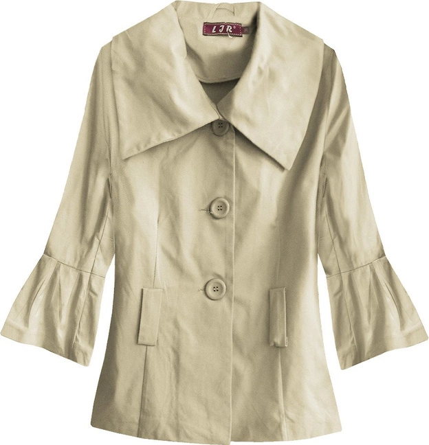 ŻAKIET Z  BUFIASTYMI RĘKAWAMI BEŻOWY (443ART)