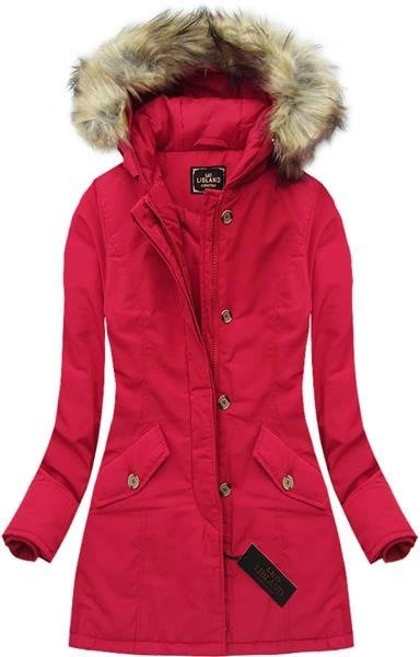 CZERWONA KURTKA ZIMOWA Z KAPTUREM (7632)