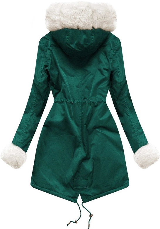 PARKA Z FUTERKIEM ZIELONO-BEŻOWA (B500)