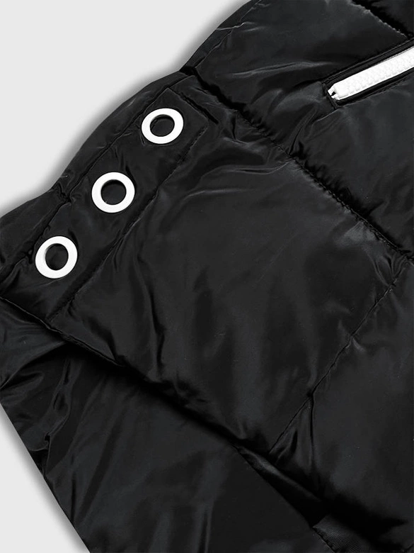 KURTKA ZIMOWA DAMSKA Z KONTRASTOWYM ZAMKIEM CZARNA (ART1277)