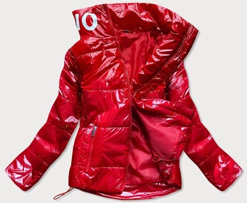 KRÓTKA PIKOWANA KURTKA DAMSKA ZE STÓJKĄ CZERWONA (B9567)