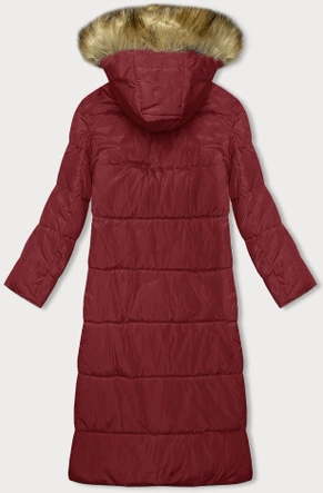 Długa kurtka zimowa z kapturem czerwona (V726)